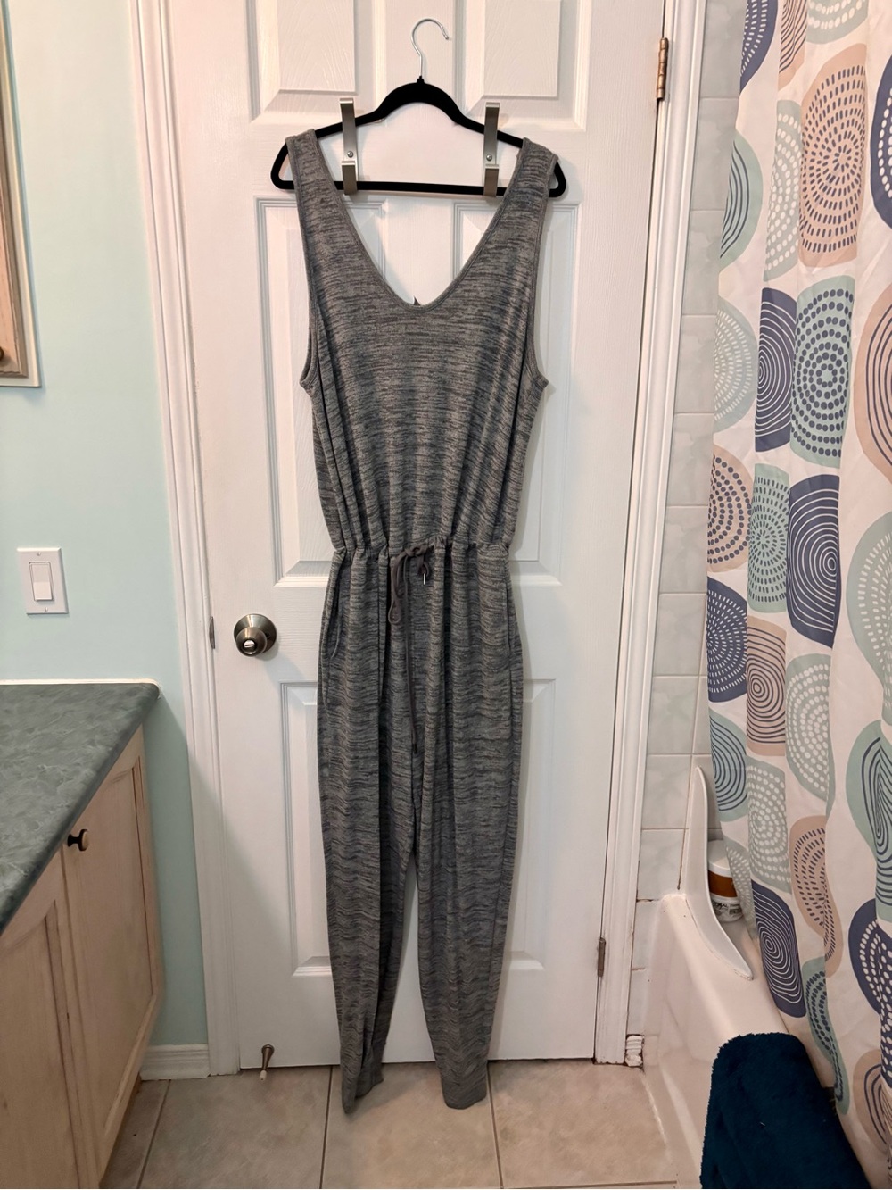 Joe Fresh Gray Marled Sleeveless Knit Jumpsuit